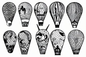 unicorn in a hot air balloon tattoo idea