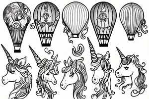 unicorn in a hot air balloon tattoo idea