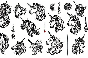 unicorn wearing earrings tattoo idea