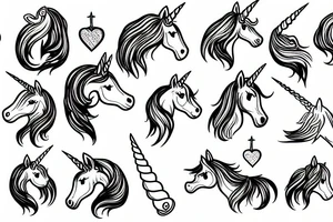 unicorn wearing earrings tattoo idea