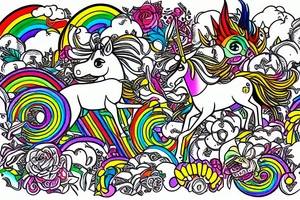 rasta volkswagen unicorn rainbow tattoo idea
