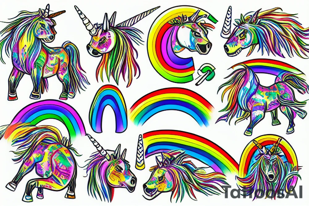 rasta volkswagen unicorn rainbow tattoo idea