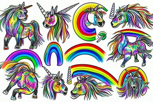 rasta volkswagen unicorn rainbow tattoo idea