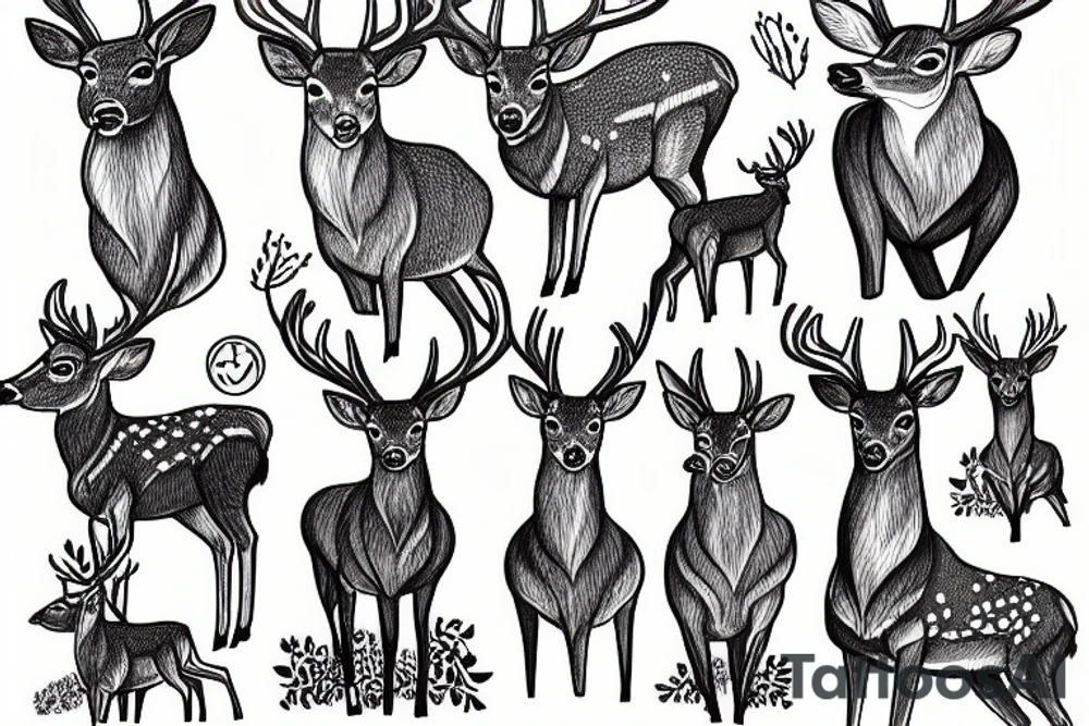 deer standing in forest tattoo idea