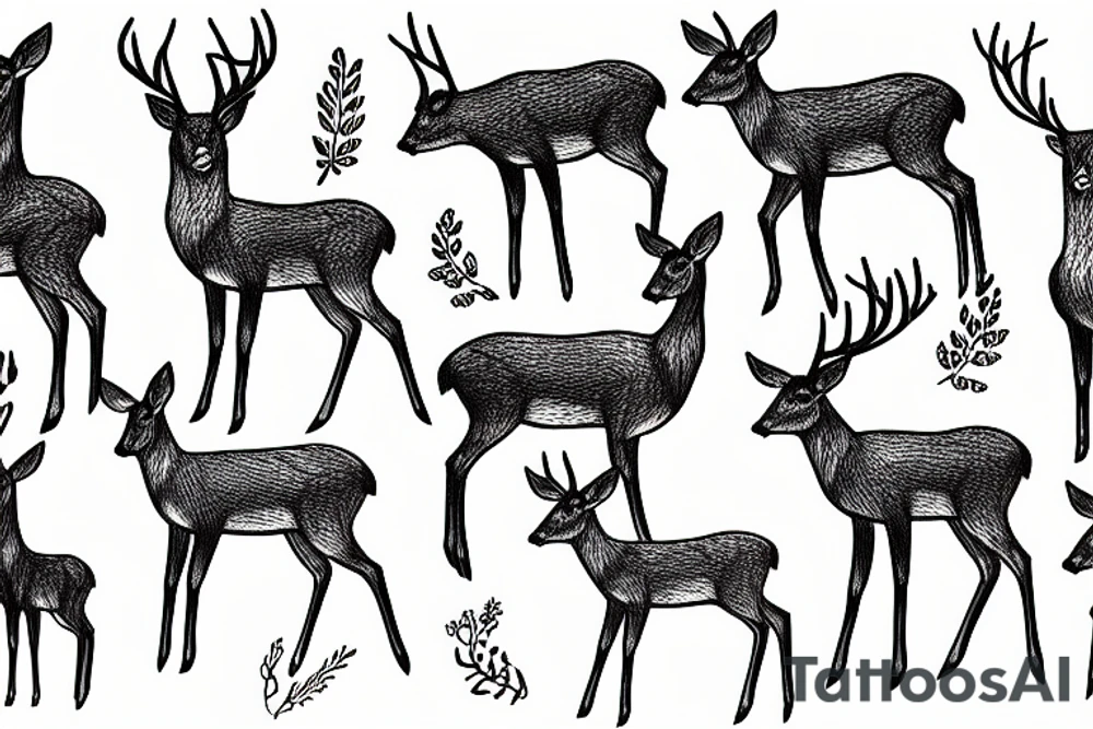 deer standing in forest tattoo idea