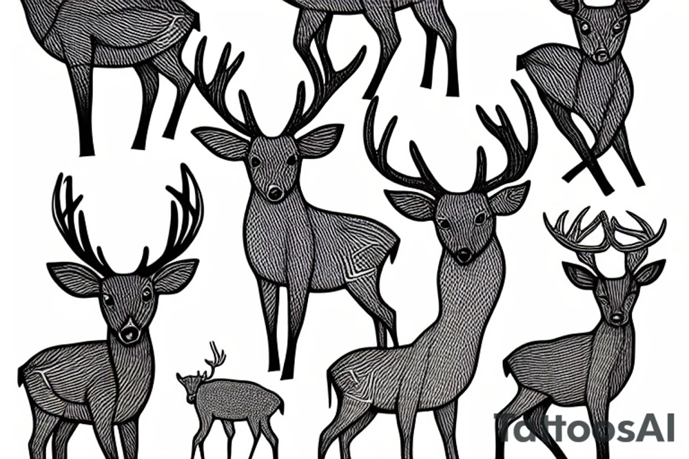 deer standing in forest tattoo idea