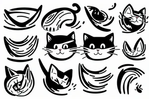 cat playing with a paper boat tattoo idea