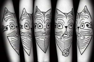cat with a paper boat tattoo idea