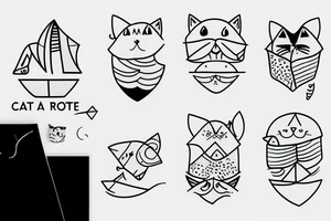 cat with a paper boat tattoo idea