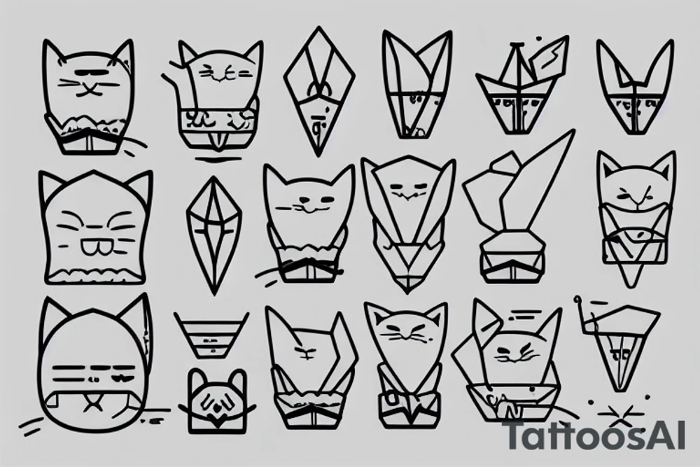 cat with a paper boat tattoo idea