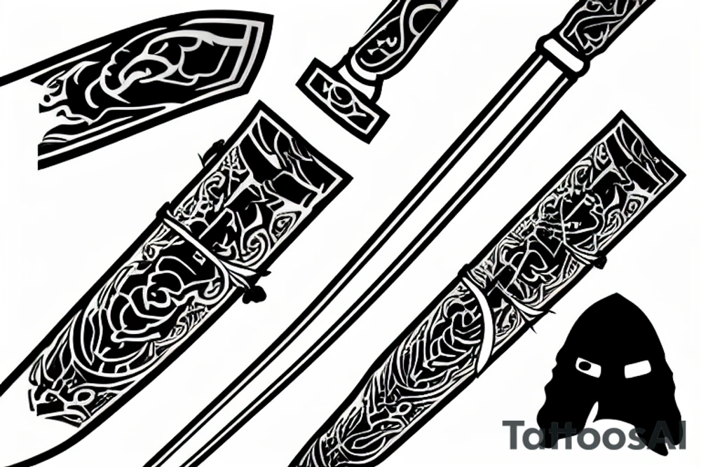 Kattana samurai sword with lighting wrapped around the blade tattoo idea