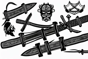 Kattana samurai sword with lighting wrapped around the blade tattoo idea