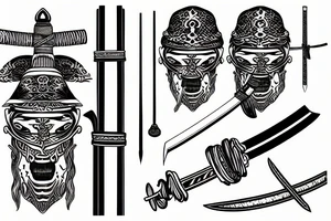 Kattana samurai sword with lighting wrapped around the blade tattoo idea