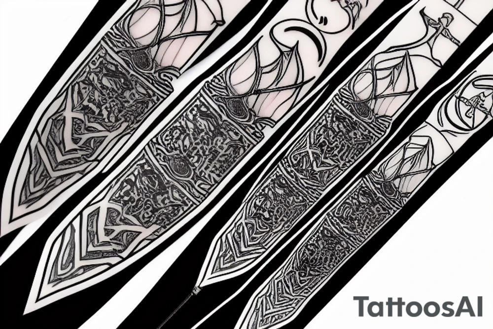 Kattana sword with lighting wrapped around the blade tattoo idea
