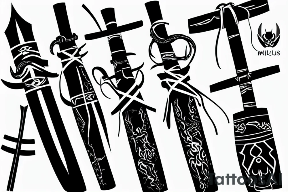 samurai sword with lighting wrapped around the blade tattoo idea