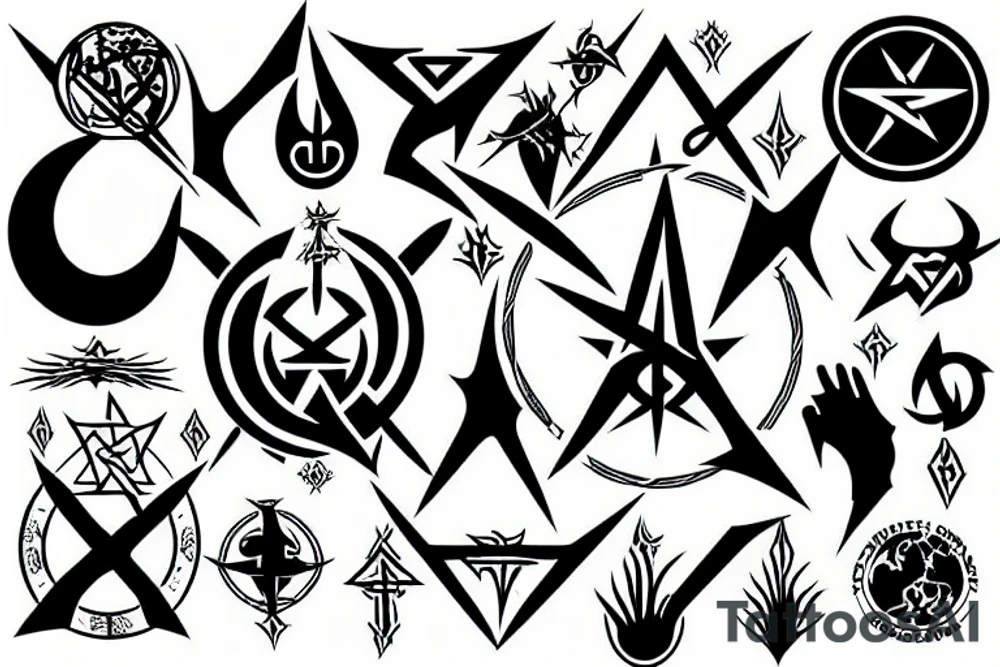 Satanism symbol in front of the earth tattoo idea
