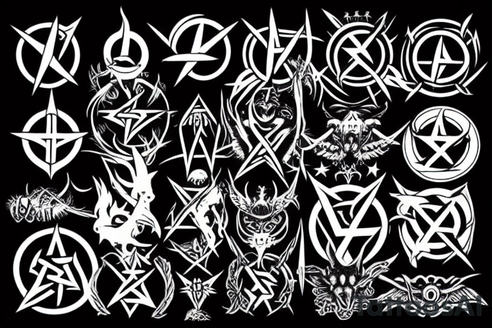 Satanism symbol in front of the earth tattoo idea