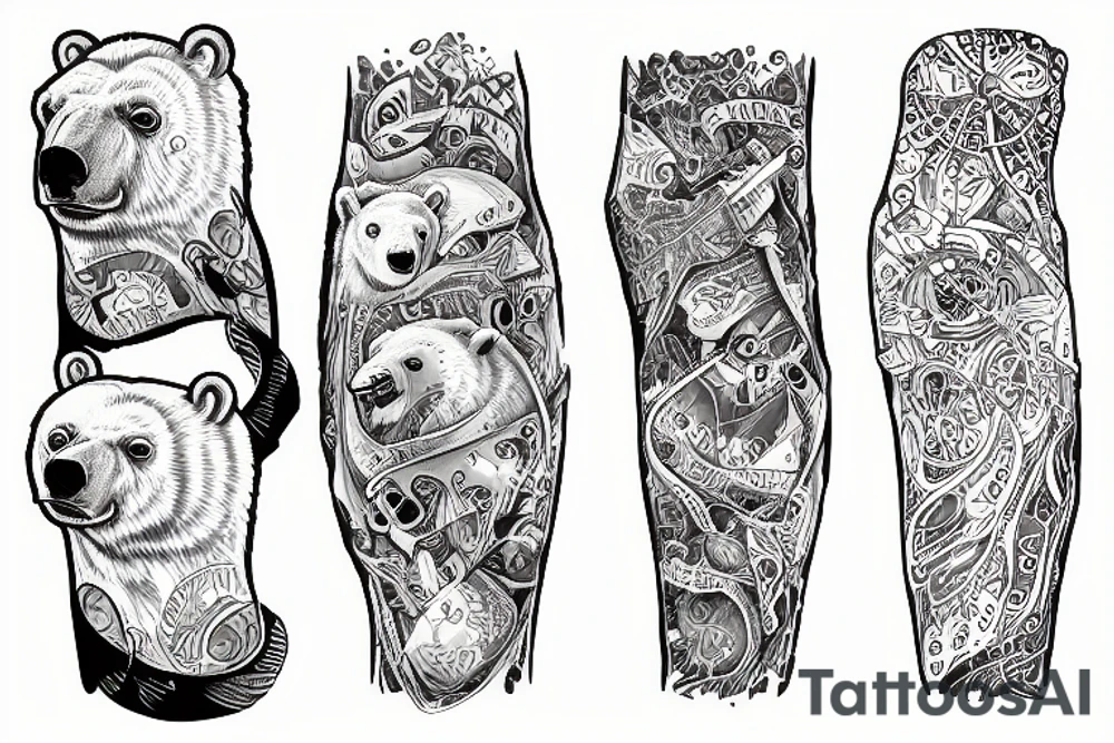 polar bear emerging from water tattoo idea