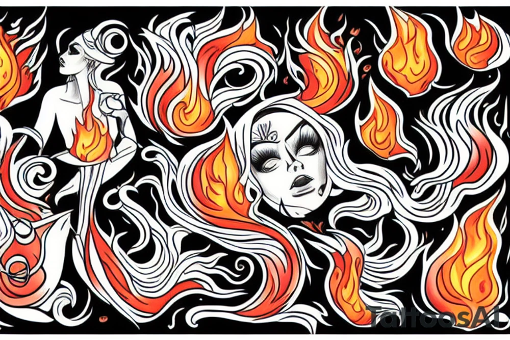 Woman with flame tattoo idea