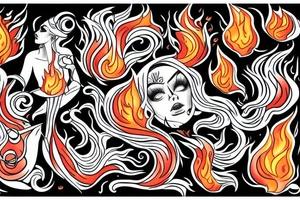 Woman with flame tattoo idea