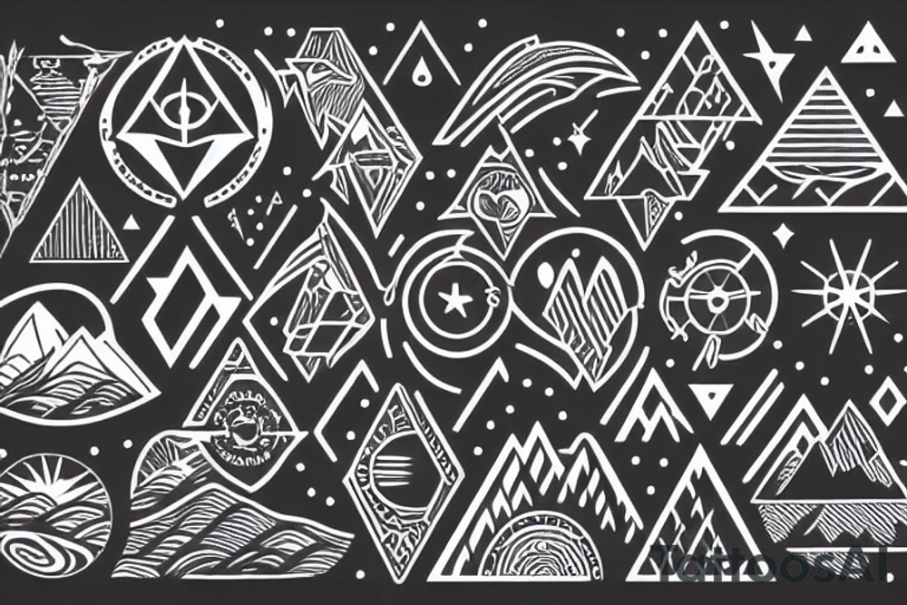 Mountains with compass tattoo idea