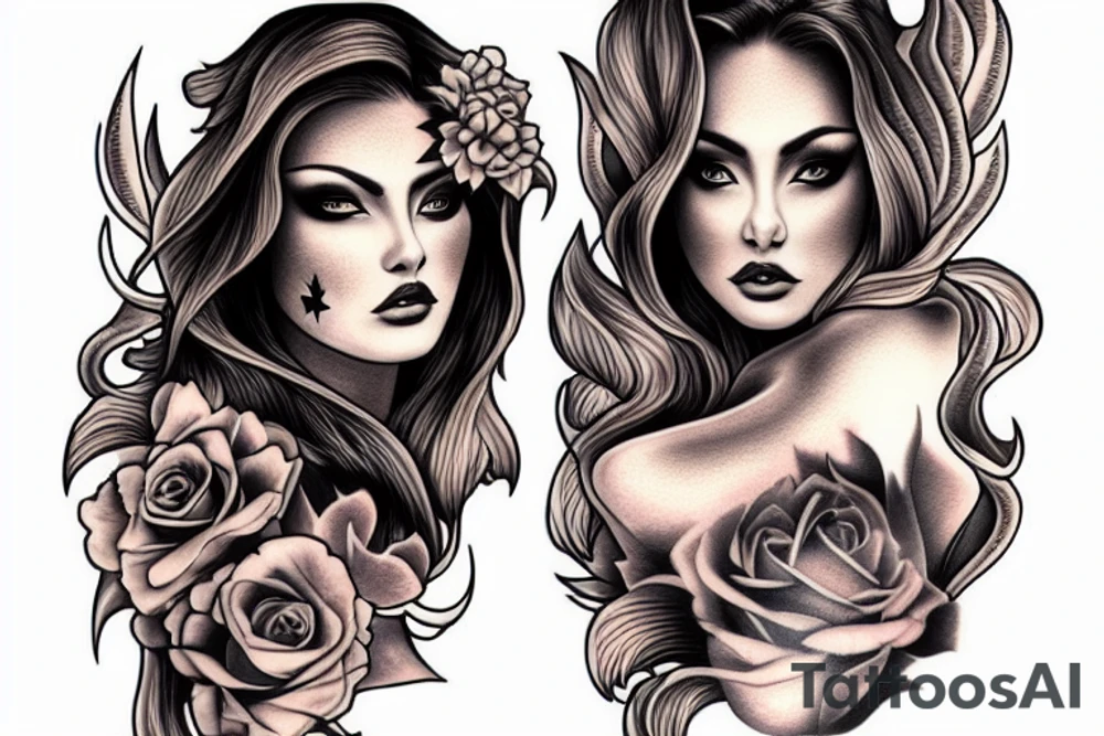 Woman with flame tattoo idea