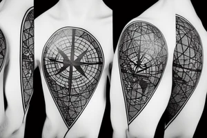 World map with compass tattoo idea