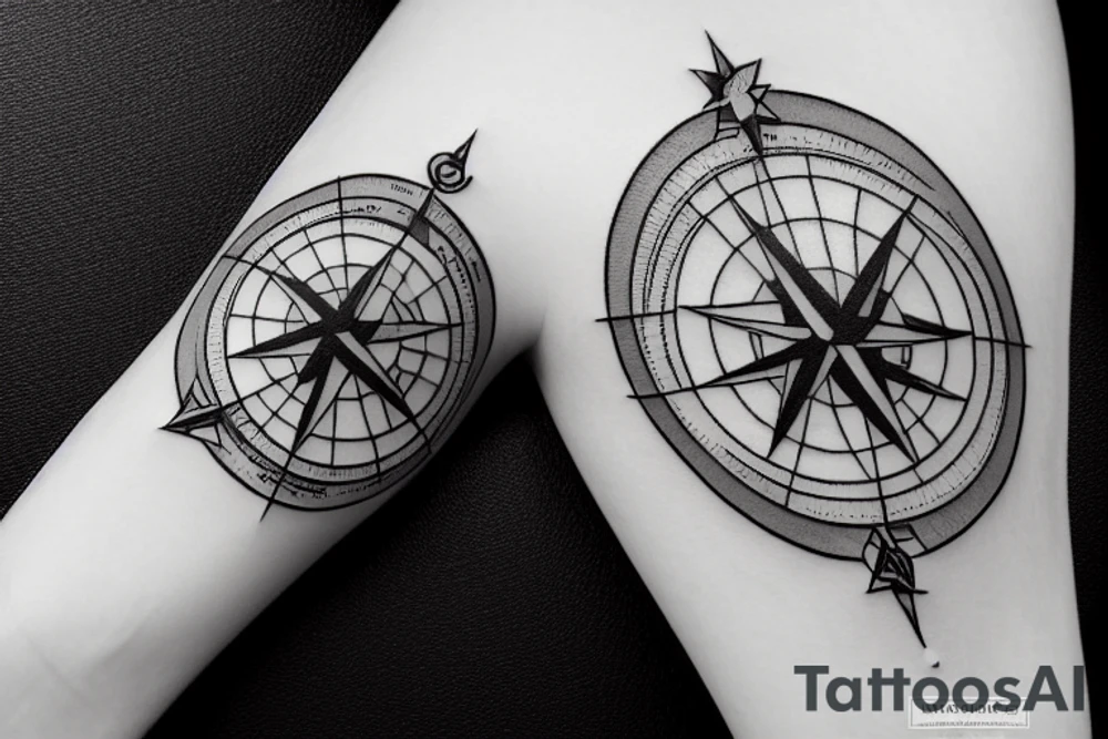 World map with compass tattoo idea