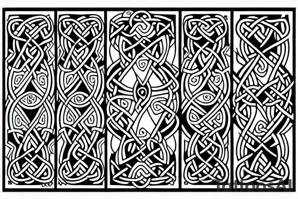 Celtic pattern with Irish symbols tattoo idea