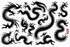 dragon, oni, waves tattoo idea