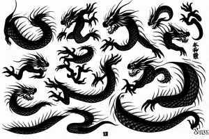 dragon, oni, waves tattoo idea