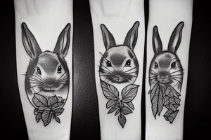 Forest plants and rabbits tattoo idea
