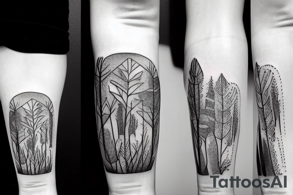 Forest plants and rabbits tattoo idea