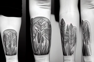 Forest plants and rabbits tattoo idea