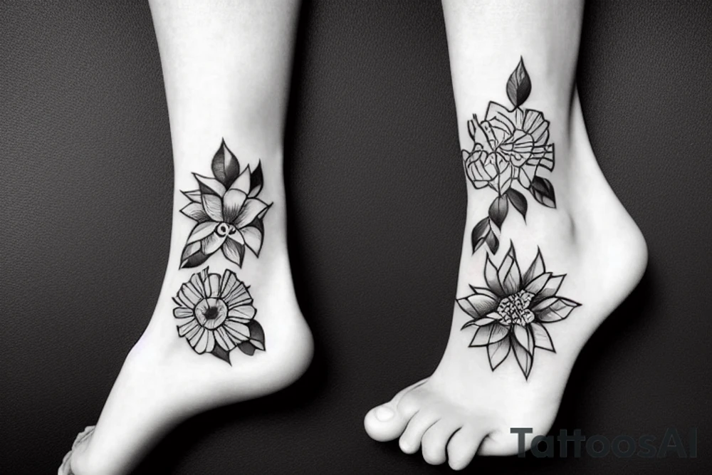flowers with an inspirational quote on the ankle tattoo idea
