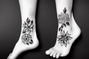 flowers with an inspirational quote on the ankle tattoo idea