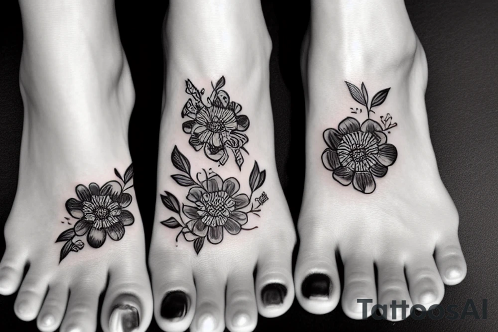 flowers with an inspirational quote on the ankle tattoo idea