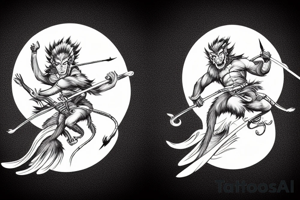 Sun wukong on a cloud fighting against a dragon tattoo idea