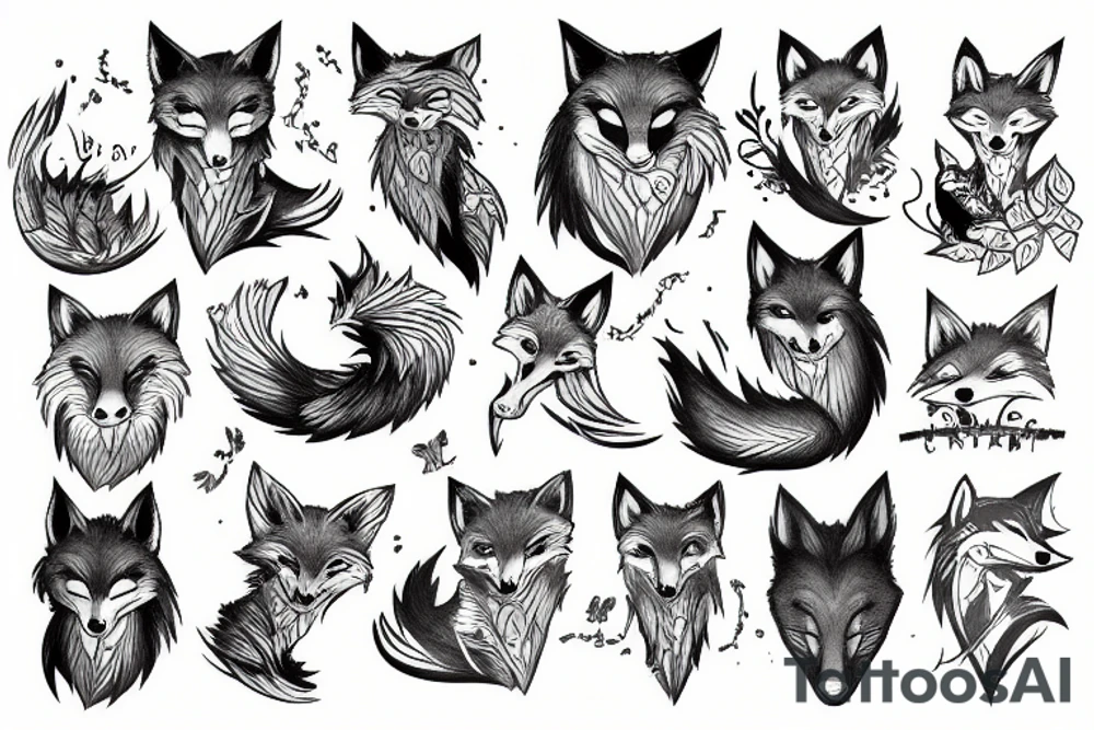 ultra detailed foxy tattoo idea