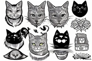 black cat as woodcut tattoo idea