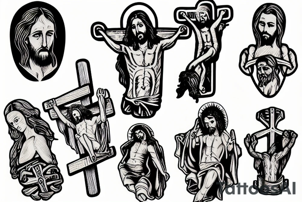 jesus crucified in a flamed guitar tattoo idea
