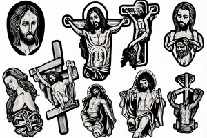 jesus crucified in a flamed guitar tattoo idea