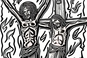 jesus crucified in a flamed guitar tattoo idea