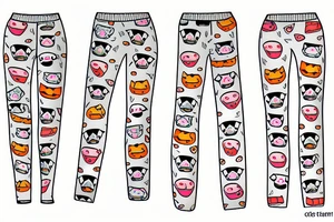 cat pants with sushi colorful tattoo idea