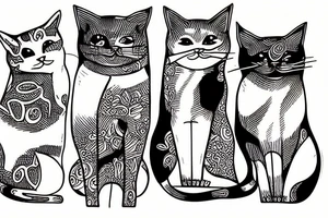 Three cats peeking from a pocket tattoo idea
