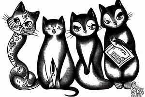 Three cats peeking from a pocket tattoo idea
