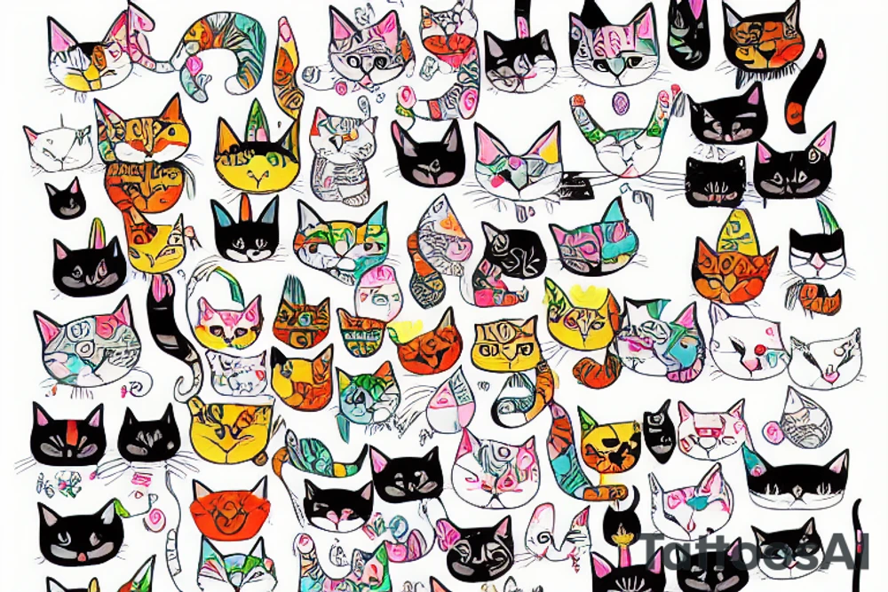 cat pants in bangkok with sushi colorful tattoo idea