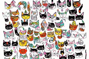 cat pants in bangkok with sushi colorful tattoo idea