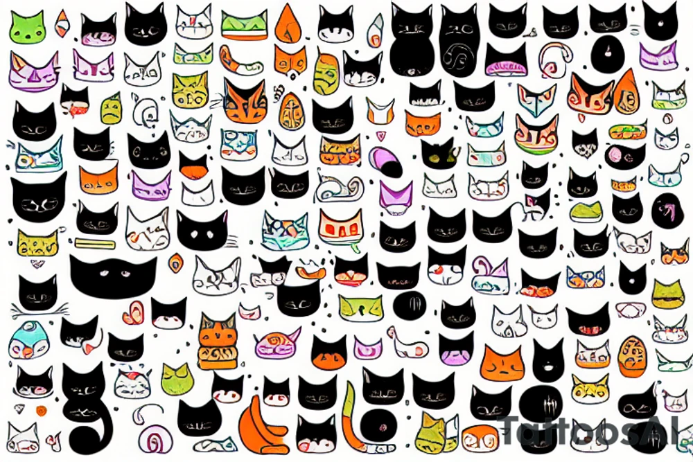 cat pants in bangkok with sushi colorful tattoo idea