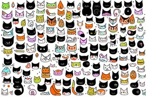 cat pants in bangkok with sushi colorful tattoo idea